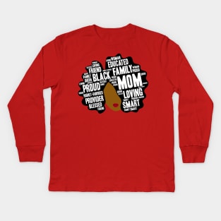 Black Mom Afro Word Art Kids Long Sleeve T-Shirt